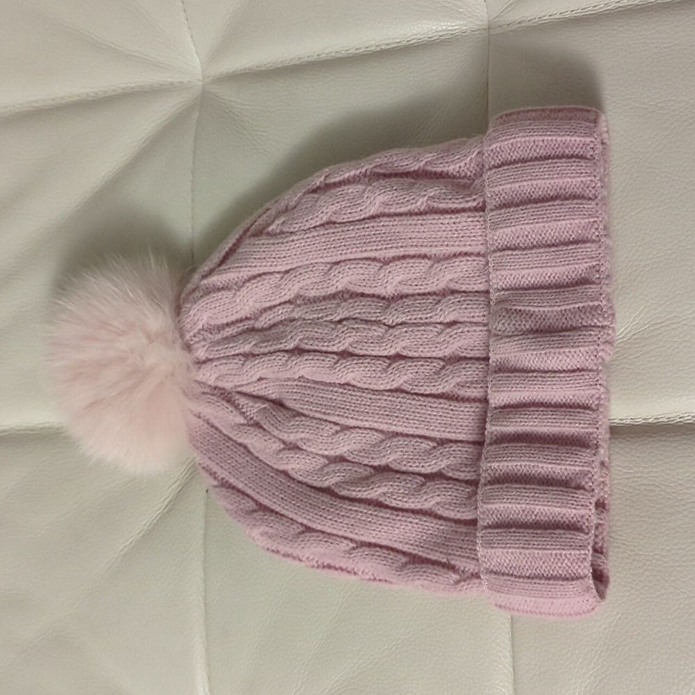 Fox Fur Pink Beanie Double Layered